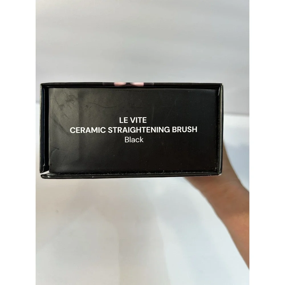L'ange Le Vite Ceramic Straightening Brush Black Hair Straightener w/ Box